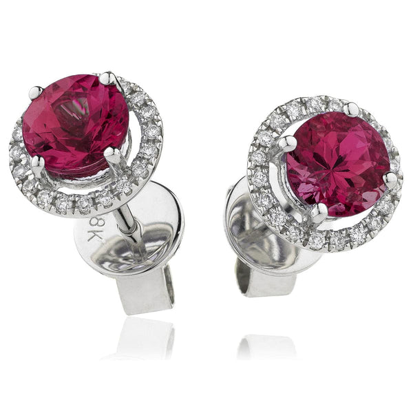 RUBY HALO STUD EARRINGS - HEERA DIAMONDS