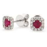 RUBY HALO STUD EARRINGS - HEERA DIAMONDS