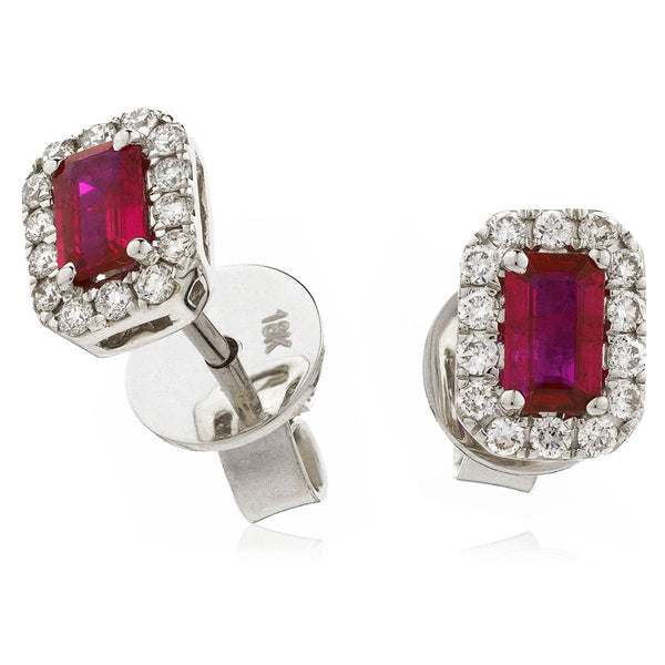 RUBY HALO STUD EARRINGS - HEERA DIAMONDS