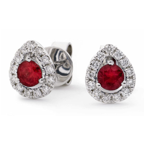 RUBY HALO STUD EARRINGS - HEERA DIAMONDS