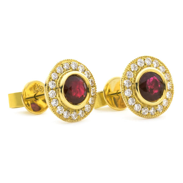 RUBY HALO STUD EARRINGS - HEERA DIAMONDS