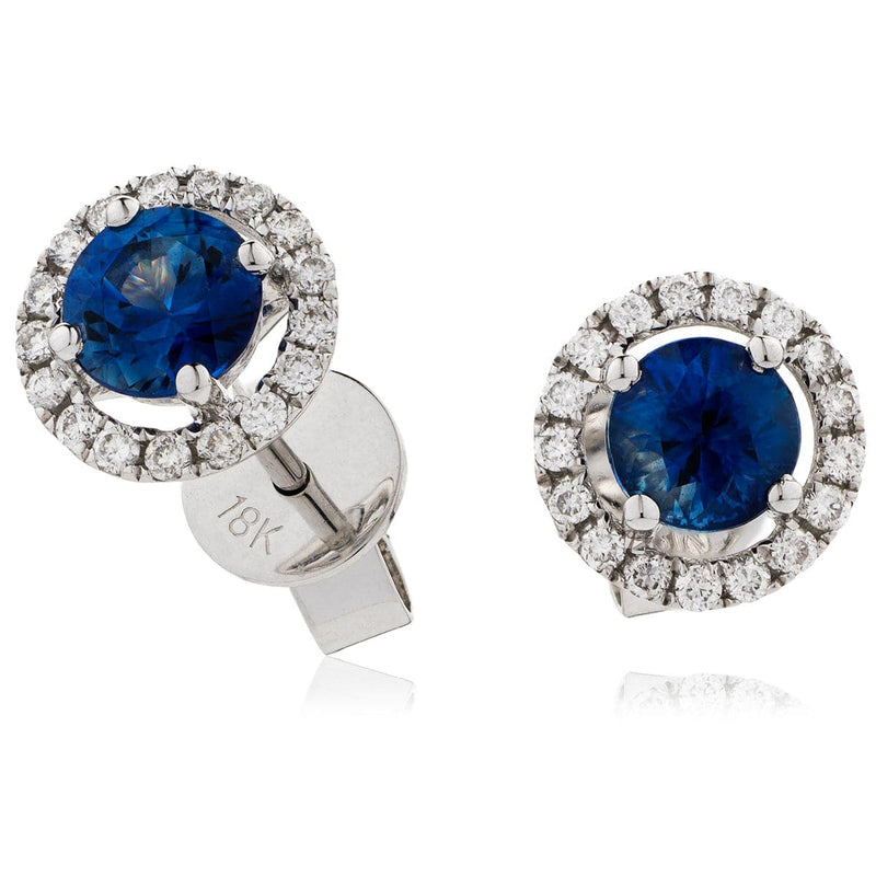 SAPPHIRE HALO STUD EARRINGS - HEERA DIAMONDS