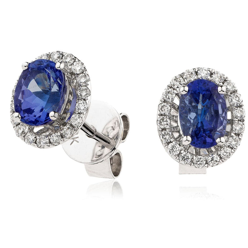 SAPPHIRE HALO STUD EARRINGS - HEERA DIAMONDS