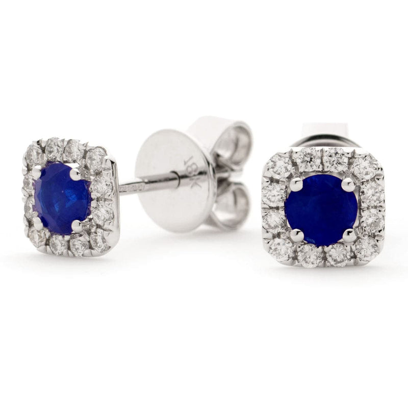 SAPPHIRE HALO STUD EARRINGS - HEERA DIAMONDS