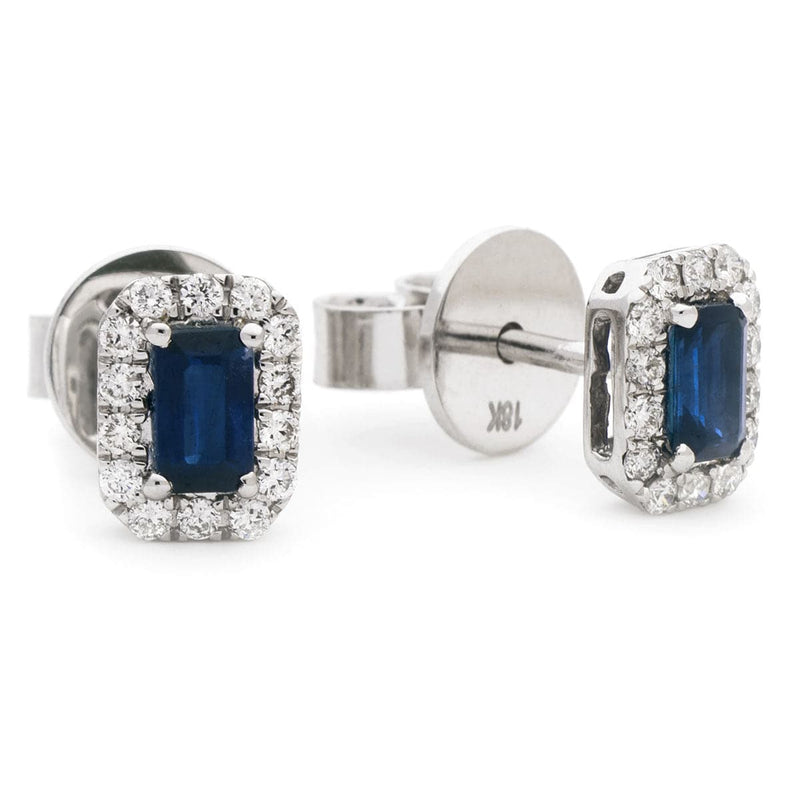 SAPPHIRE HALO STUD EARRINGS - HEERA DIAMONDS