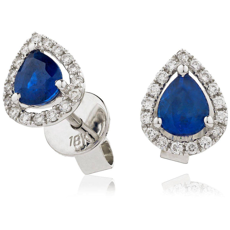 SAPPHIRE HALO STUD EARRINGS - HEERA DIAMONDS