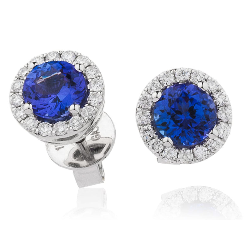 TANZANITE HALO STUD EARRINGS - HEERA DIAMONDS