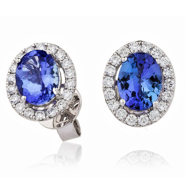 TANZANITE HALO STUD EARRINGS - HEERA DIAMONDS