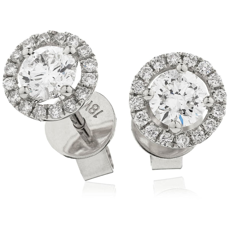 WHITE GOLD HALO DIAMOND EARRING - HEERA DIAMONDS