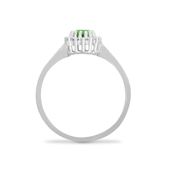 9ct White Gold Diamond And Emerald Ring - HEERA DIAMONDS