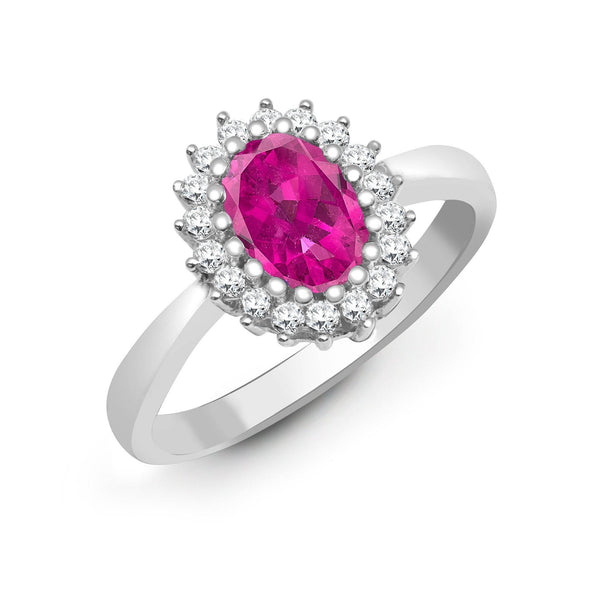 9ct White Gold Diamond And Pink Sapphire Ring - HEERA DIAMONDS