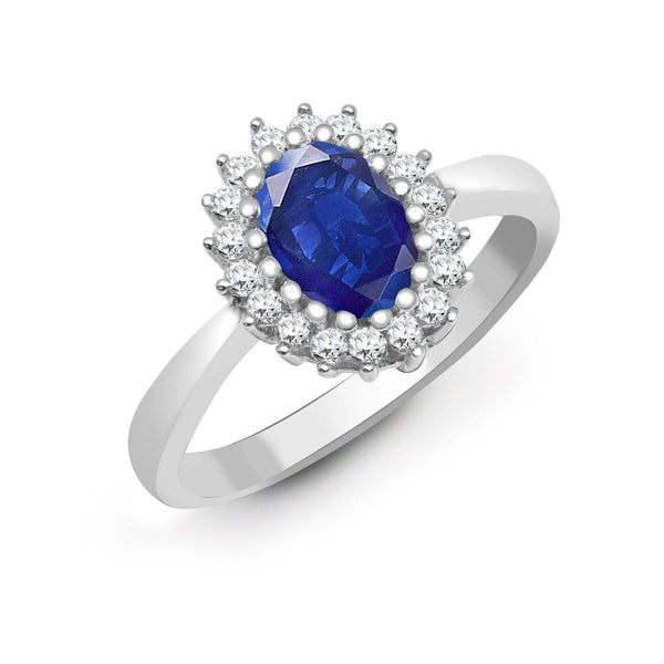 9ct White Gold Diamond And Sapphire Ring - HEERA DIAMONDS