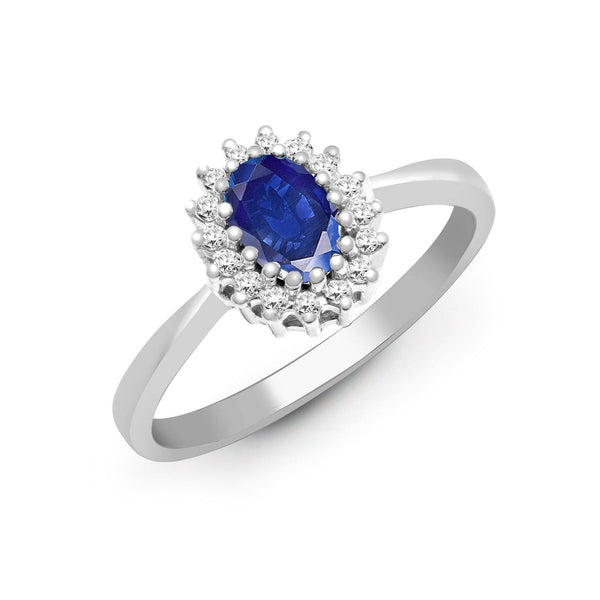 9ct White Gold Diamond And Sapphire Ring - HEERA DIAMONDS