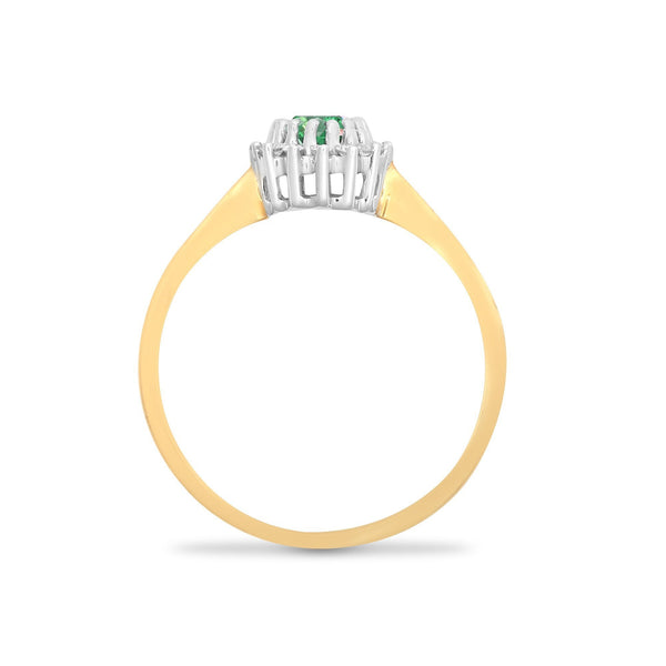 9ct Yellow Gold Diamond And Emerald Ring - HEERA DIAMONDS