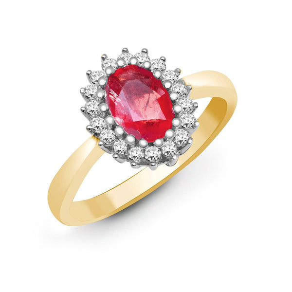 9ct Yellow Gold Diamond And Ruby Rin - HEERA DIAMONDS