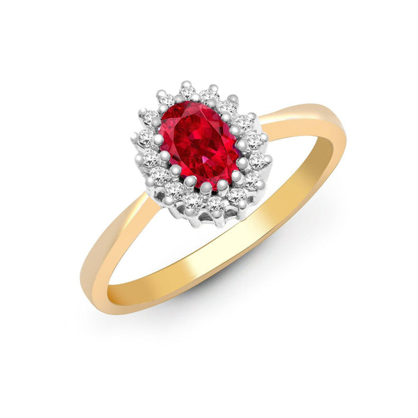 9ct Yellow Gold Diamond And Ruby Ring - HEERA DIAMONDS