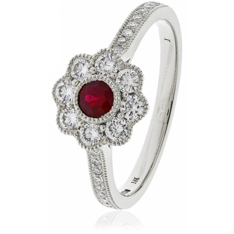 Diamond and Ruby Deco Cluster Ring - HEERA DIAMONDS