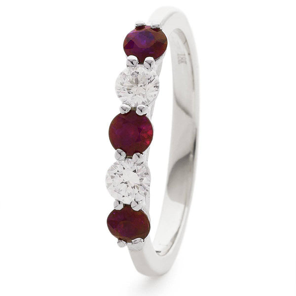 Five Stone Ruby and Diamond Ring in Claw Set - HEERA DIAMONDS