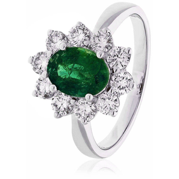 Oval Emerald with Diamond Cluster Ring - HEERA DIAMONDS