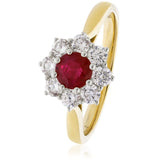 Round Brilliant Ruby Cluster Ring - HEERA DIAMONDS