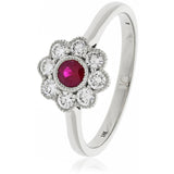 Ruby and Diamond Deco Cluster Ring - HEERA DIAMONDS