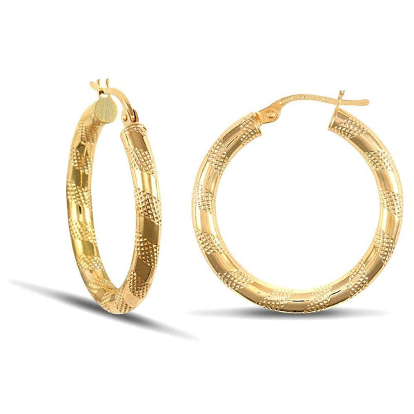 9ct Yellow Gold Zebra Hoop Earrings - HEERA DIAMONDS