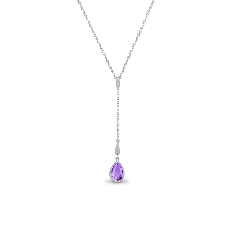 18ct White Gold Diamond And Amethyst Necklace - HEERA DIAMONDS