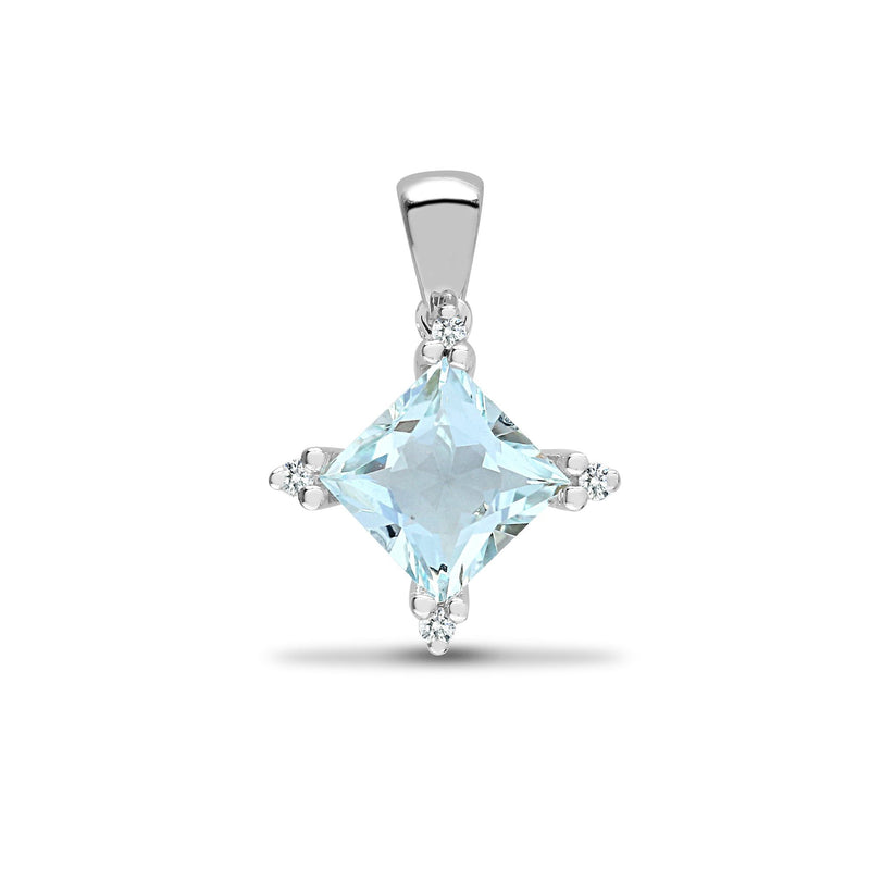 18ct White Gold Diamond And Aquamarine Pendant - HEERA DIAMONDS