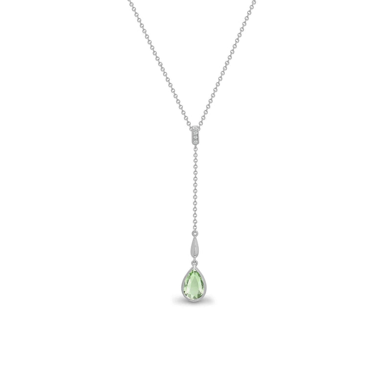 18ct White Gold Diamond And Green Amethyst Necklace - HEERA DIAMONDS