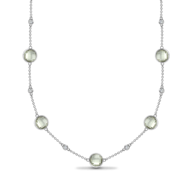 18ct White Gold Diamond And Green Amethyst Necklace - HEERA DIAMONDS