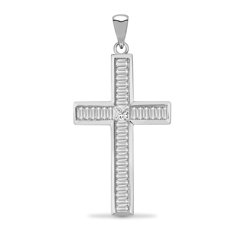 18ct White Gold Diamond Cross - HEERA DIAMONDS