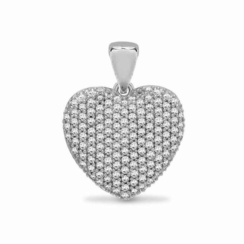 9ct White 0.50ct Pave Set Diamond Heart - HEERA DIAMONDS