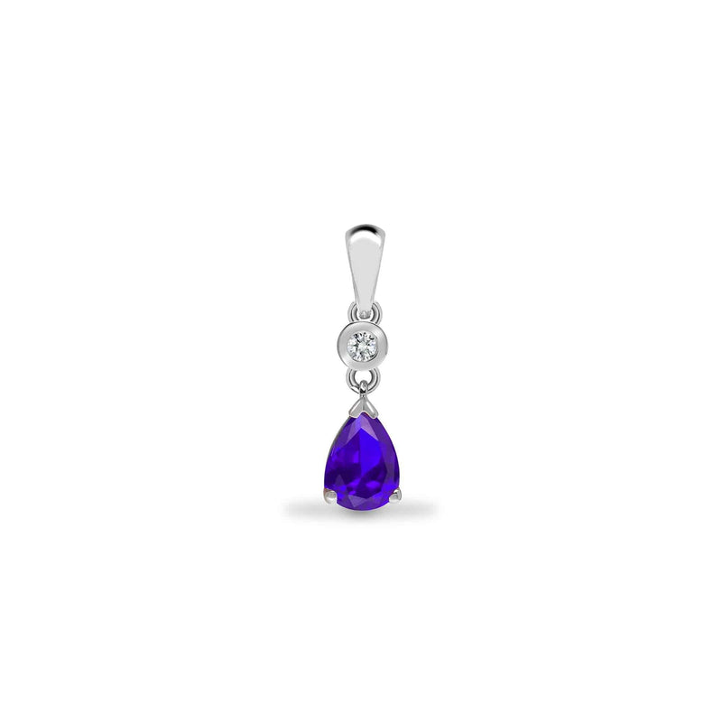 9ct White Diamonds - 4pts Tanzanite - 60pts Drop Pendant - HEERA DIAMONDS