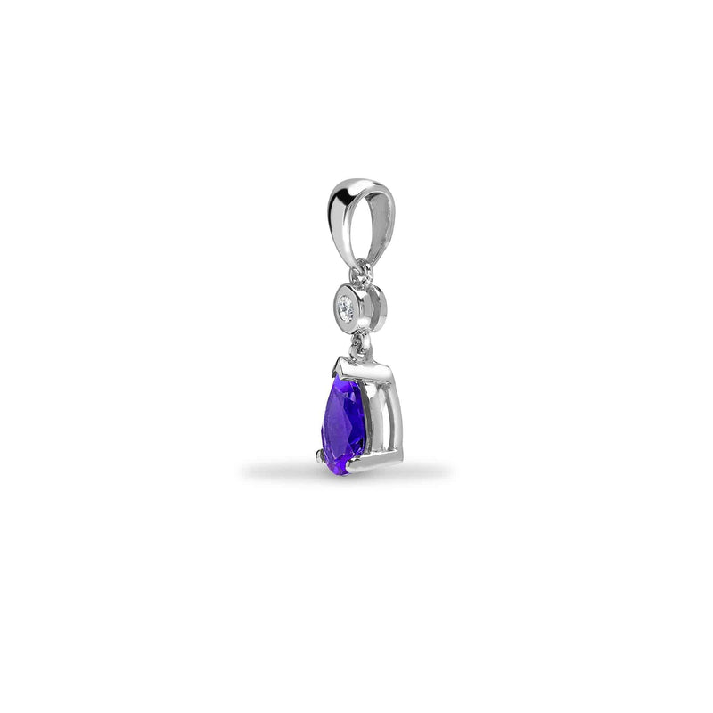 9ct White Diamonds - 4pts Tanzanite - 60pts Drop Pendant - HEERA DIAMONDS