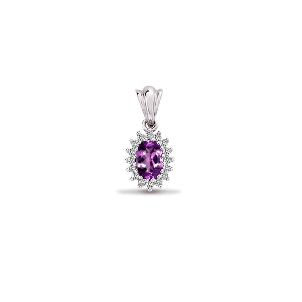 9ct White Gold Diamond And Amethyst Pendant - HEERA DIAMONDS