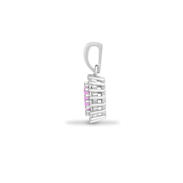 9ct White Gold Diamond And Pink Sapphire Pendant - HEERA DIAMONDS