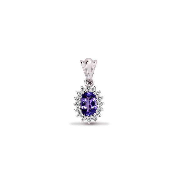 9ct White Gold Diamond And Tanzanite Pendant - HEERA DIAMONDS