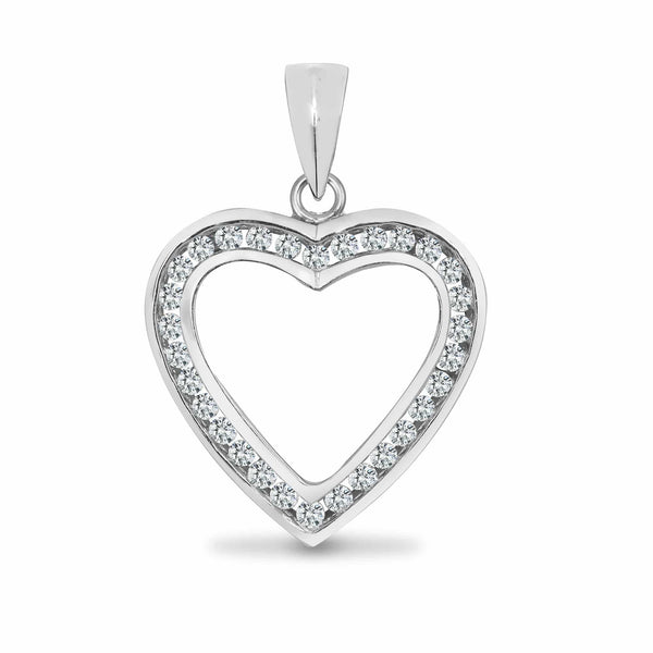 9ct White Gold Diamond Heart - HEERA DIAMONDS