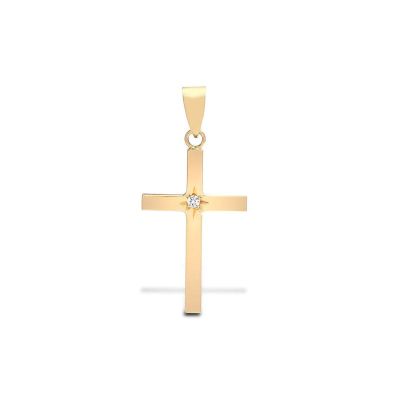 9ct Yellow Gold Diamond Cross - HEERA DIAMONDS