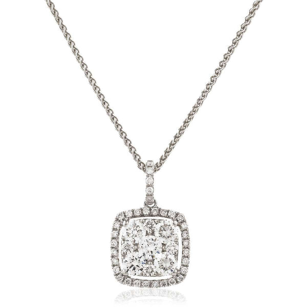 Diamond Cluster Pendant with an Open Halo - HEERA DIAMONDS