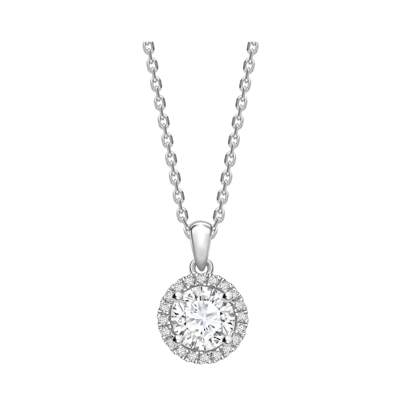 Round Cut Halo Diamond Pendant - HEERA DIAMONDS