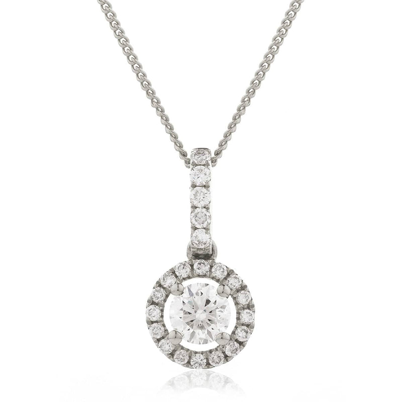 Round Cut Halo Diamond Pendant with open loop - HEERA DIAMONDS