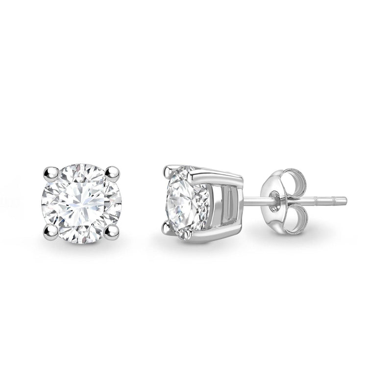 ROUND BRILLIANT DIAMOND SOLITAIRE BASKET SETTING STUD EARRINGS - HEERA DIAMONDS